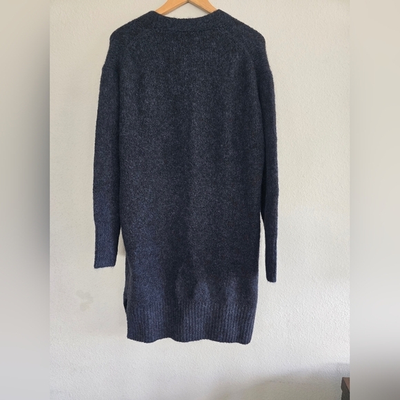 ZARA Woman XS-S Blue Knit Long Open Front Oversized Alpaca Coatigan Sweater New - Picture 11 of 11